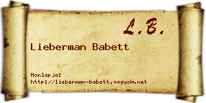 Lieberman Babett névjegykártya
